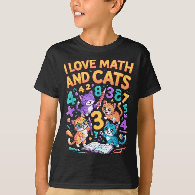 Camiseta I Love Math And Cats Teacher Student  (Anverso)