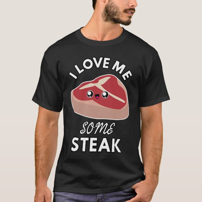 Camiseta I Love Me Some Steak  Cute Meat Eater Kids and Adu (Anverso)
