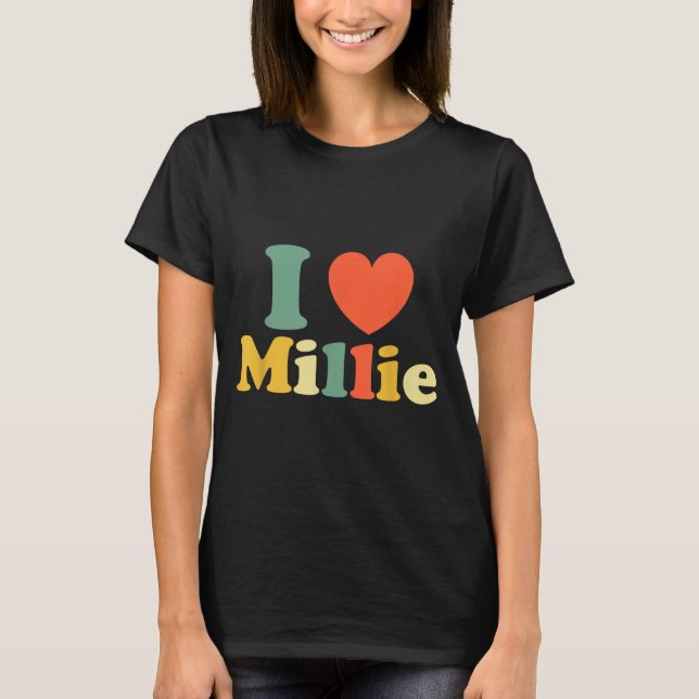 Camiseta I Love Millie, I Heart Millie, Red Heart Valentine (Anverso)