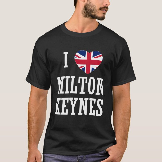 Camiseta I Love Milton Keynes England Union Jack Flag Heart (Anverso)