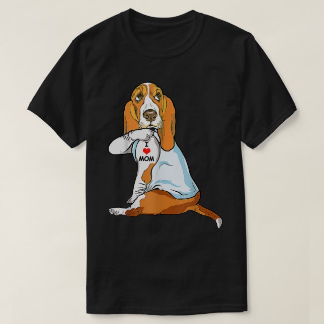 Camiseta I Love Mom Tattoo Basset Hound Mom Dog Lover Women (Diseño del anverso)