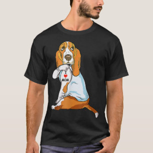 Camiseta I Love Mom Tattoo Basset Hound Mom Dog Lover Women