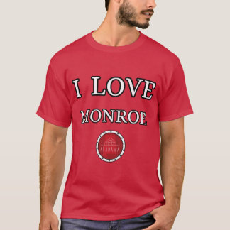 Camiseta I LOVE MONROE Alabam county United state of americ