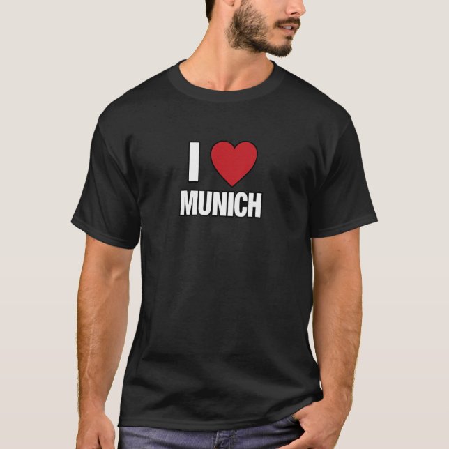 Camiseta I LOVE MUNICH Germany Europe with Red Love Heart (Anverso)