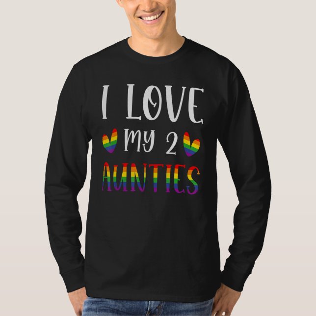 Camiseta I Love My 2 Aunties Pride Baby Gay Aunt Nephew Nie (Anverso)