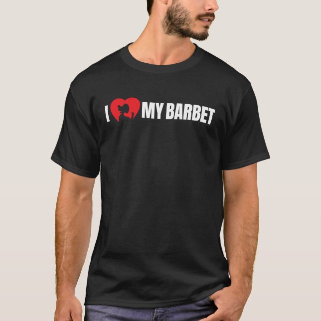 Camiseta I Love My Barbet with Dog Silhouette in Heart (Anverso)