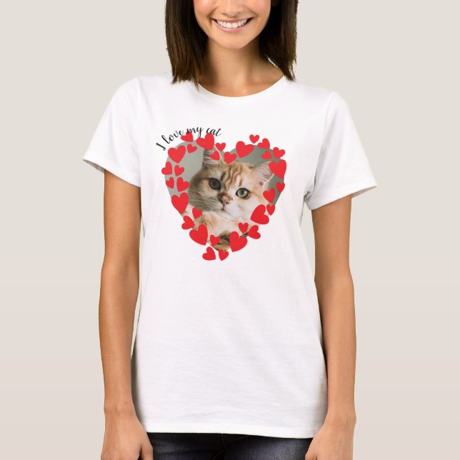 Camiseta I Love My Cat Hearts Photo  (Anverso)