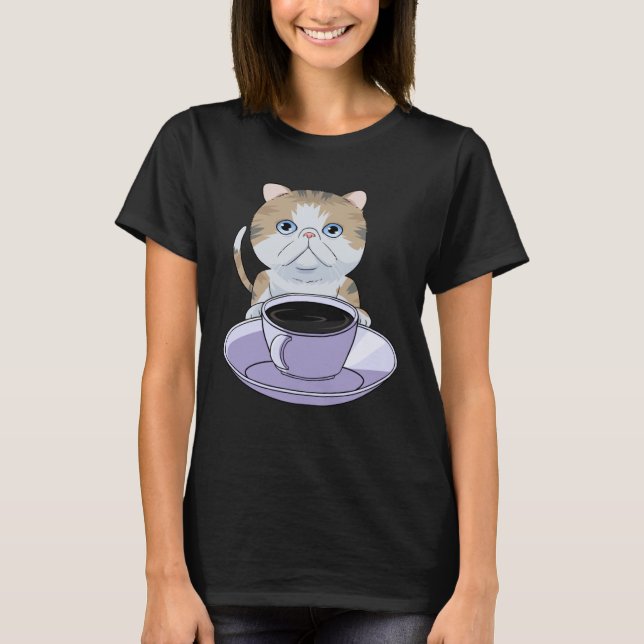 Camiseta I Love My Coffee and Exotic Shorthair Cat (Anverso)
