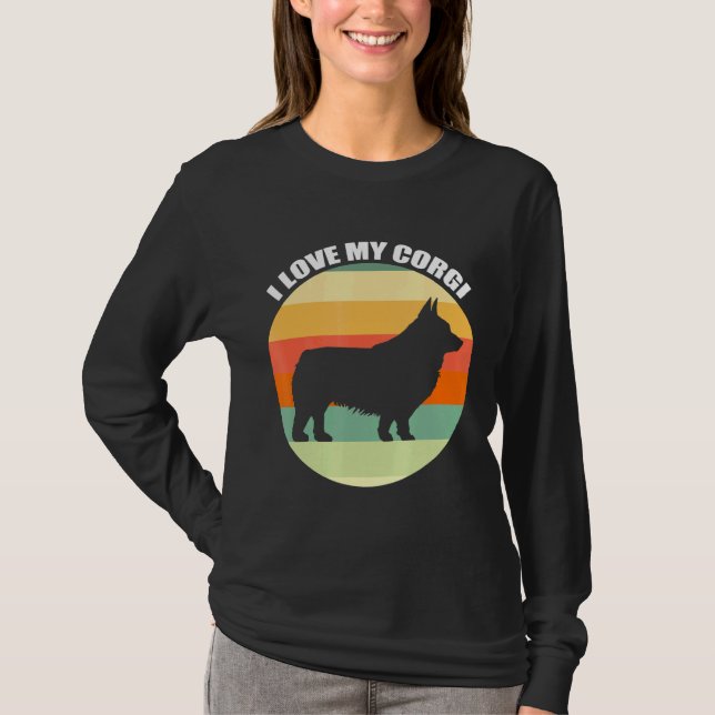 Camiseta I Love My Corgi Retro Sunset (Anverso)