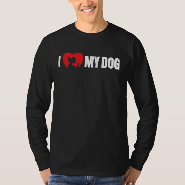 Camiseta I Love My Dog with Dog Silhouette in Heart (Anverso)