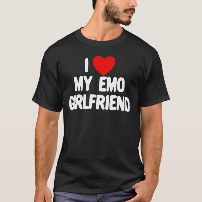 Camiseta I Love My Emo Girlfriend Red Heart Emo Girlfriend (Anverso)