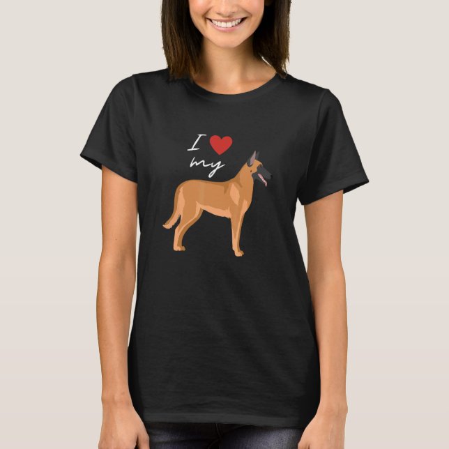 Camiseta I Love My Fawn Sable Belgian Malinois Dog   (Anverso)