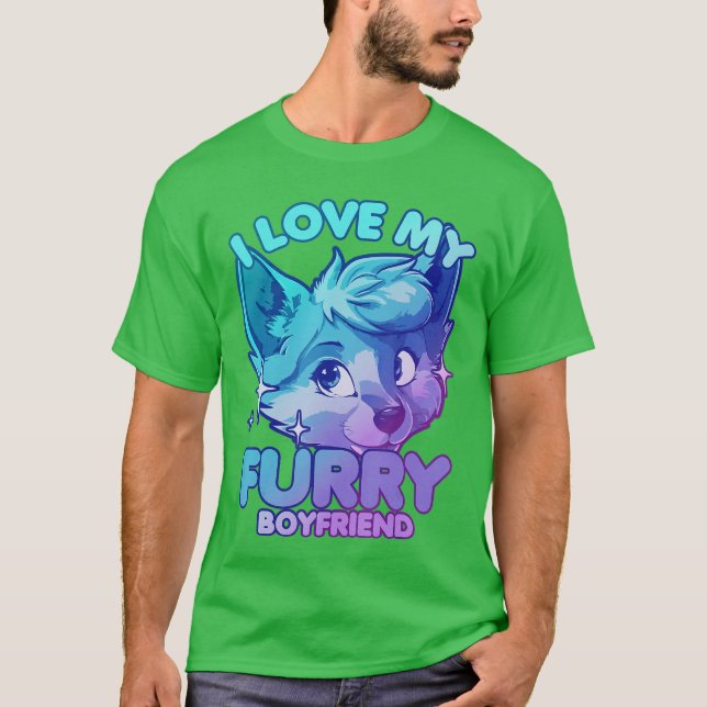 Camiseta I Love My Furry Boyfriend Anthropomorphism Fursuit (Anverso)