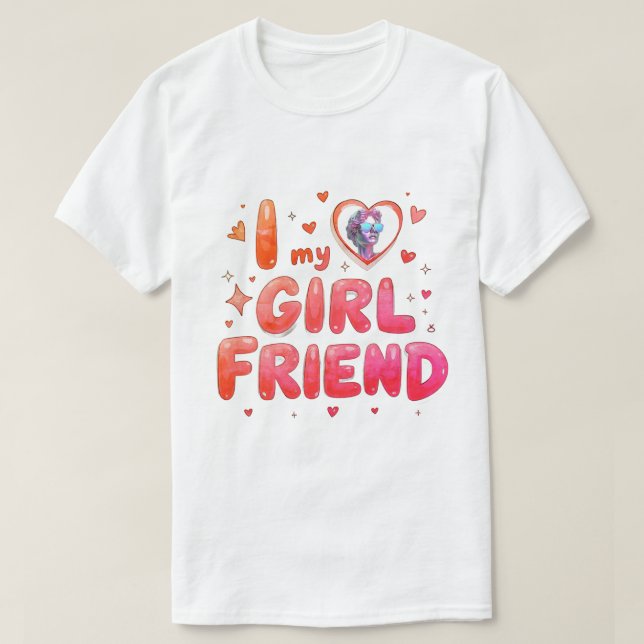 Camiseta I Love My Girlfriend Custom Photo (Diseño del anverso)