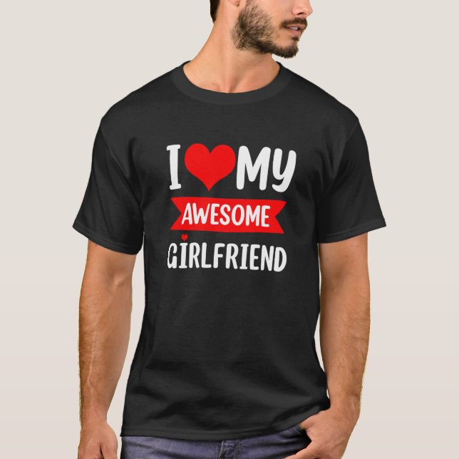 Camiseta I Love My Girlfriend Heart Valentines Day Matching (Anverso)