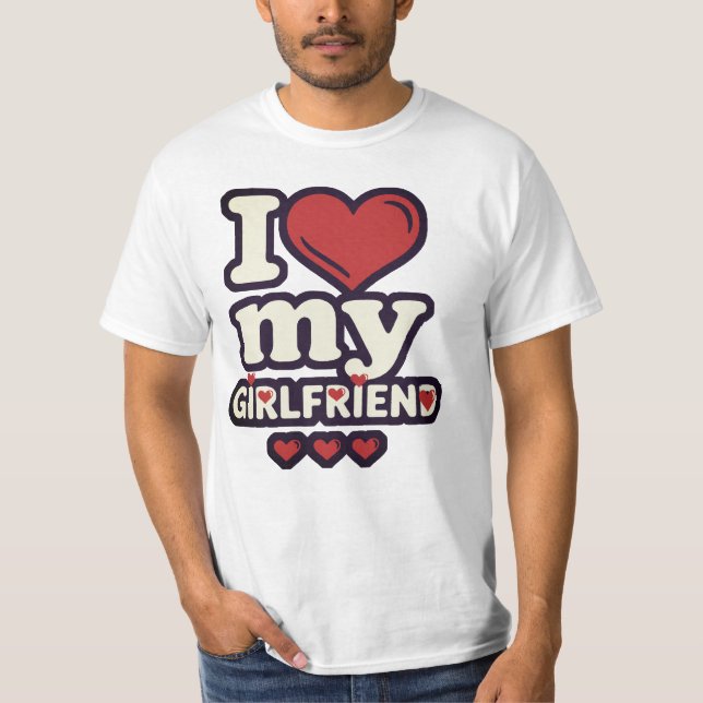 Camiseta I Love My Girlfriend Shirt - Retro Bubble Heart (Anverso)