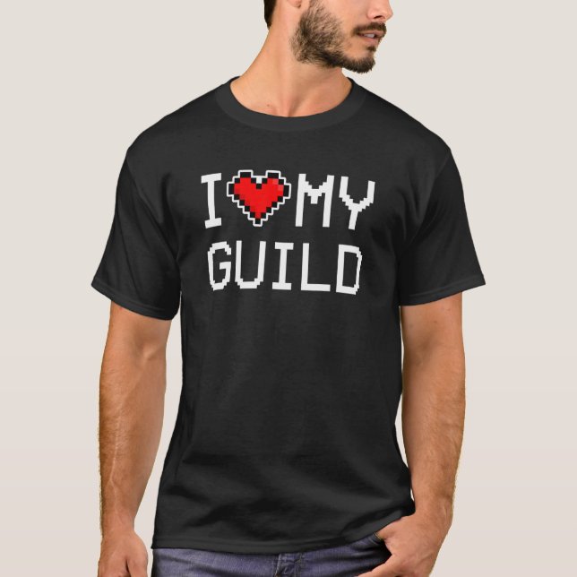 Camiseta I Love My Guild Pixel Heart Retro Gamer (Anverso)