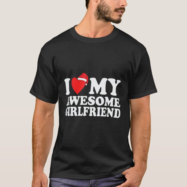 Camiseta I Love My Hot Girlfriend Red Heart 1 (Anverso)