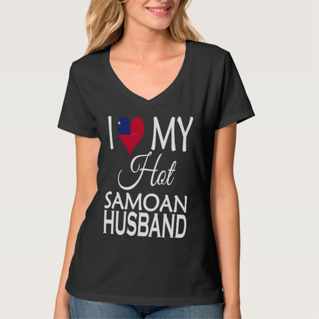 Camiseta I Love My Hot Samoan Husband  Samoa Flag Spouse Na (Anverso)