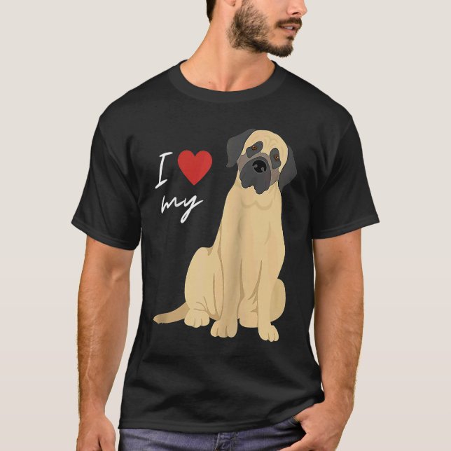 Camiseta I Love My Mastiff Dog  Raglan Baseball (Anverso)
