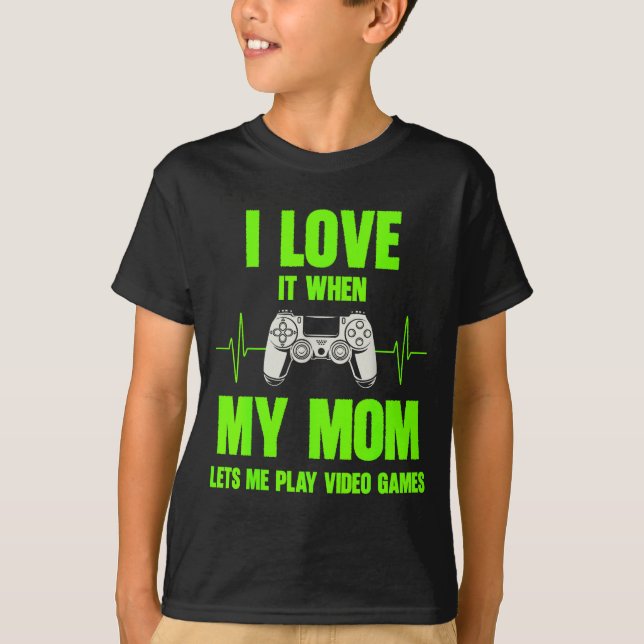 Camiseta I Love My Mom Gamer Gaming Teen Boys Video Game Co (Anverso)