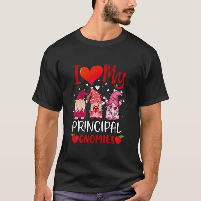 Camiseta I Love My Principal Gnomies Valentine's Day Teache (Anverso)