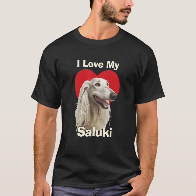 Camiseta I Love My Saluki Puppy Dog (Anverso)