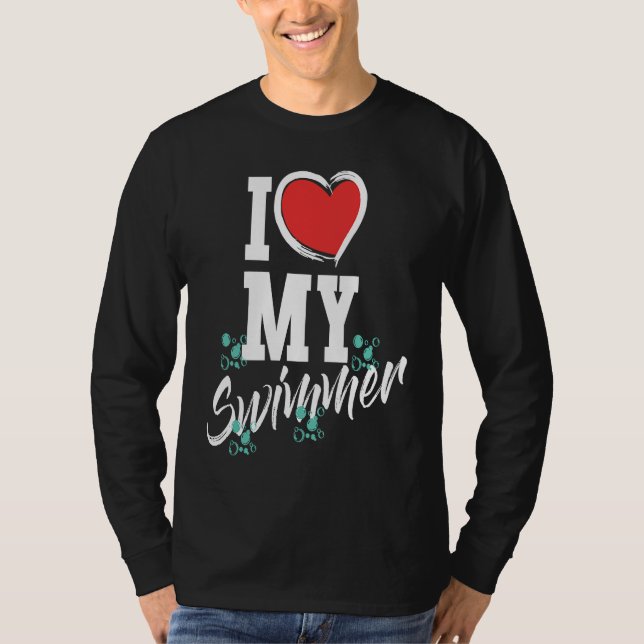 Camiseta I love my swimmer swim team mother mama  swimming (Anverso)