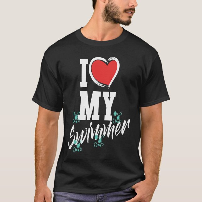 Camiseta I love my swimmer swim team mother mama  swimming (Anverso)
