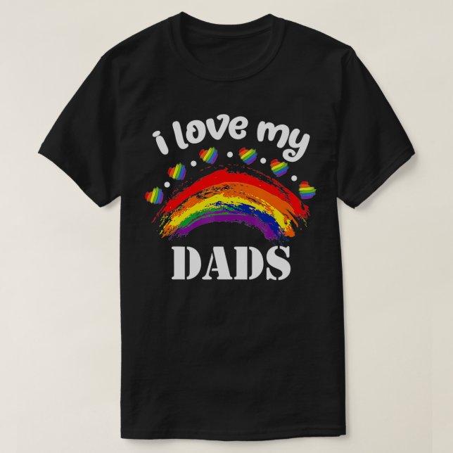Camiseta I Love My Two Dads LGBT Flag Clothes Kids Baby Rai (Diseño del anverso)