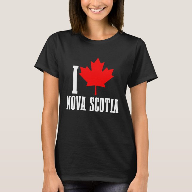 Camiseta I Love Nova Scotia Maple Leaf Canada Canadian Flag (Anverso)