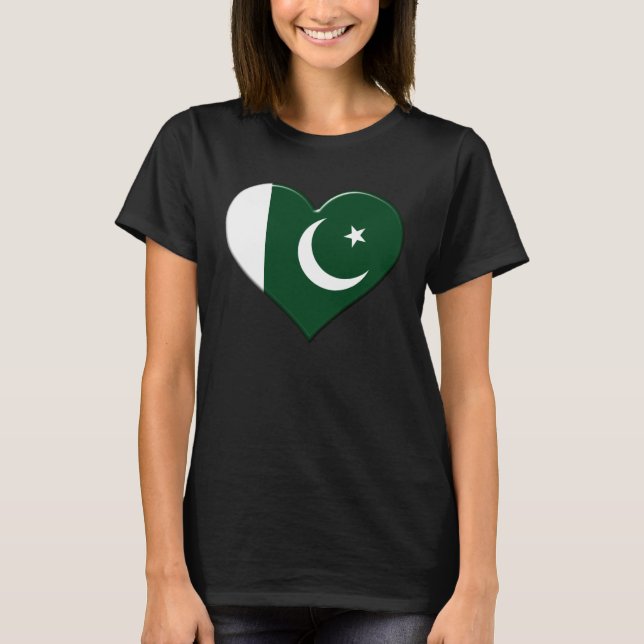 Camiseta I love Pakistan National Flag Pride Heart (Anverso)