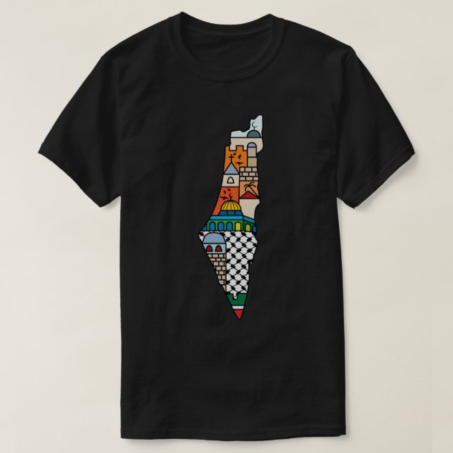 Camiseta I Love Palestine My Homeland Palestinian Map with  (Diseño del anverso)