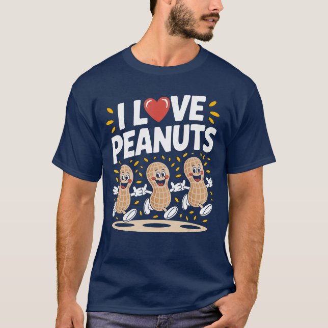 Camiseta I Love Peanuts Fun Cartoon Design retro (Anverso)