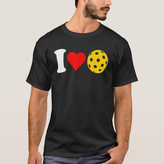 Camiseta I Love Pickleball Paddleball Lover Red Heart Valen (Anverso)