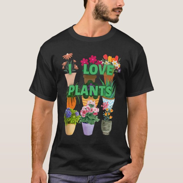 Camiseta I love plants Many Pots (Anverso)