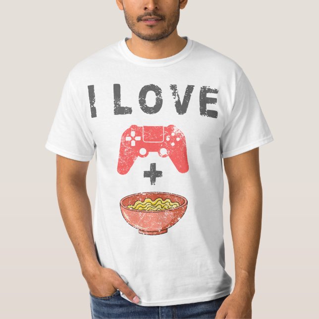 Camiseta I Love Ramen And Gaming Funny Retro Noodles Gamer  (Anverso)