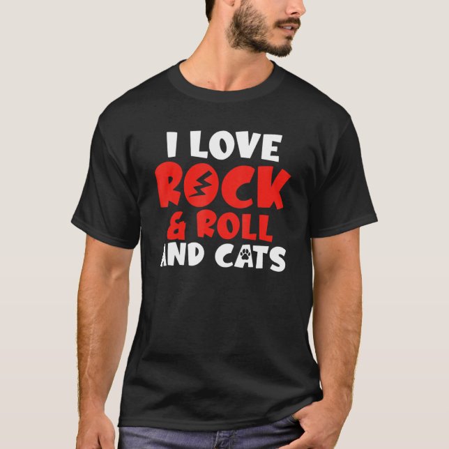 Camiseta I love Rock and Roll and Cats Rocker (Anverso)