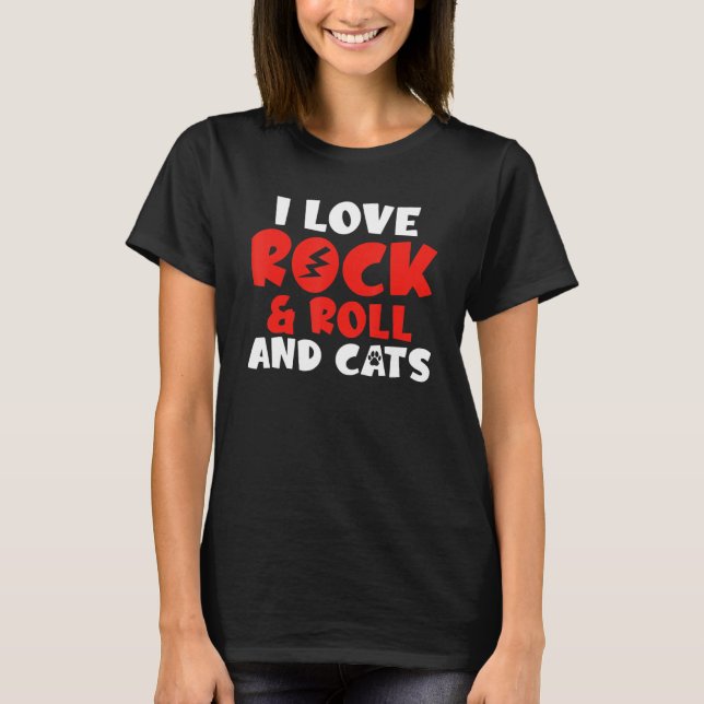 Camiseta I love Rock and Roll and Cats Rocker (Anverso)