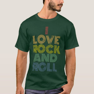 Camiseta I Love Rock and Roll Distressed Rainbow 70s tee gi