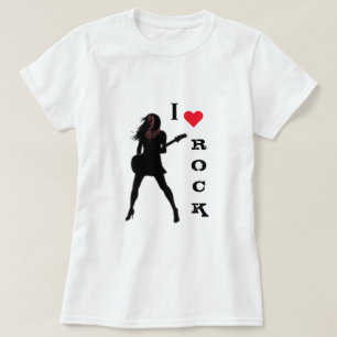 Camiseta I Love Rock Music T-Shirt - Chica del guitarrista