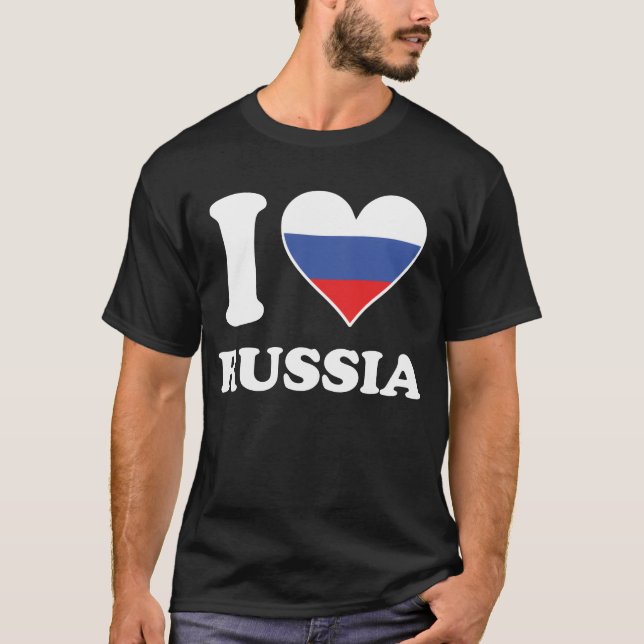 Camiseta I Love Russia Russian Flag Heart funny (Anverso)