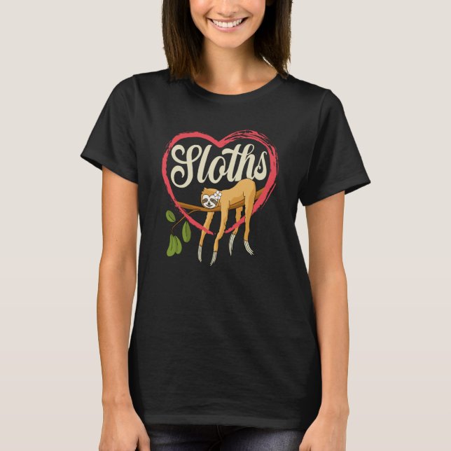 Camiseta I love sloths sloth cute sloth in loveheart graphi (Anverso)