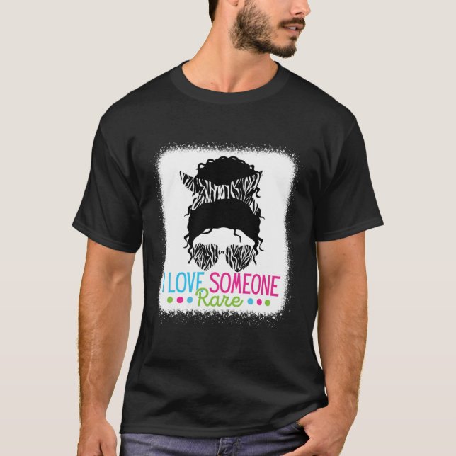 Camiseta I Love Someone Rare Zebra Messy Bun Rare Disease A (Anverso)