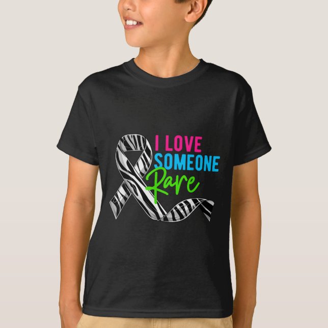 Camiseta I Love Someone Rare Zebra Ribbon - Rare Disease Aw (Anverso)