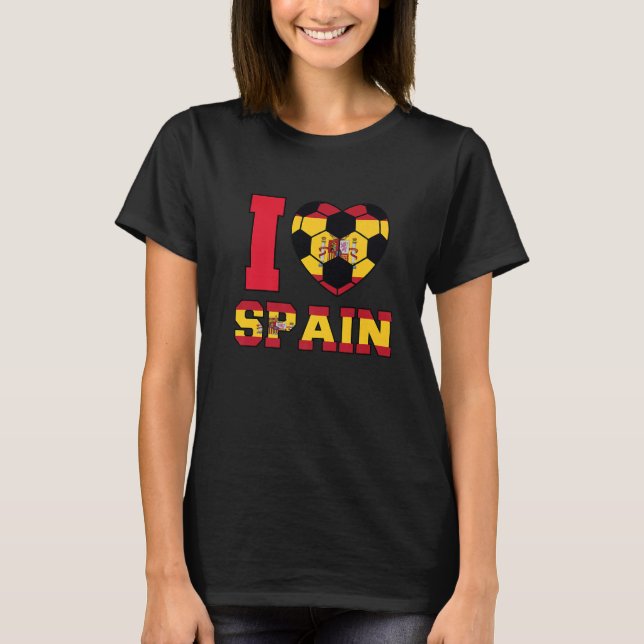 Camiseta I Love Spain Women Men Kids Spanish Soccer Balls F (Anverso)