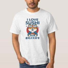 Camiseta I Love Sushi Shiba Inu Japanese Food Kawaii Dog