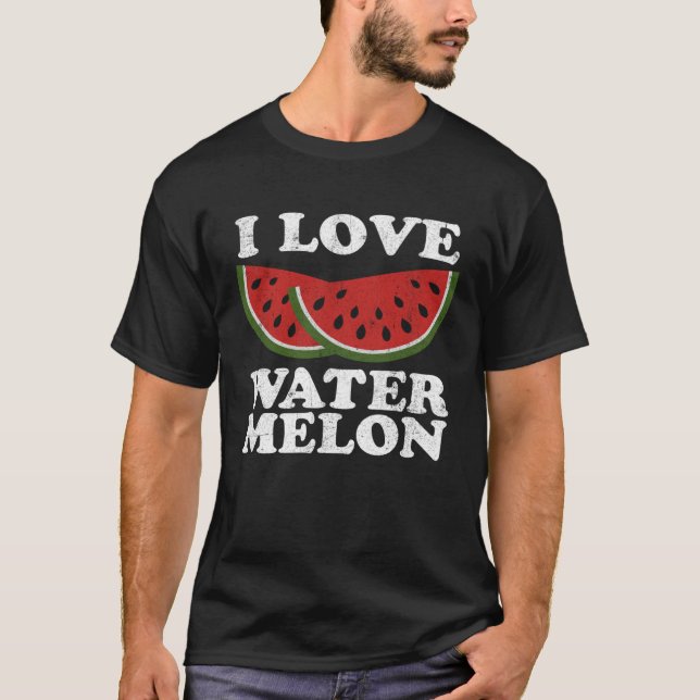 Camiseta I Love Watermelon  Summer Retro Cute Watermelons (Anverso)
