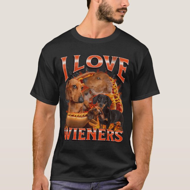 Camiseta I Love Wieners Funny Offensive Dachshund Bootleg G (Anverso)
