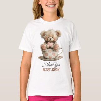 Camiseta I Love You Beary Much In Cup Postcard